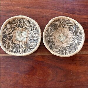 Handwoven Tonga Binga Zimbabwe Mini Baskets Set of 2, 6 inch diameter